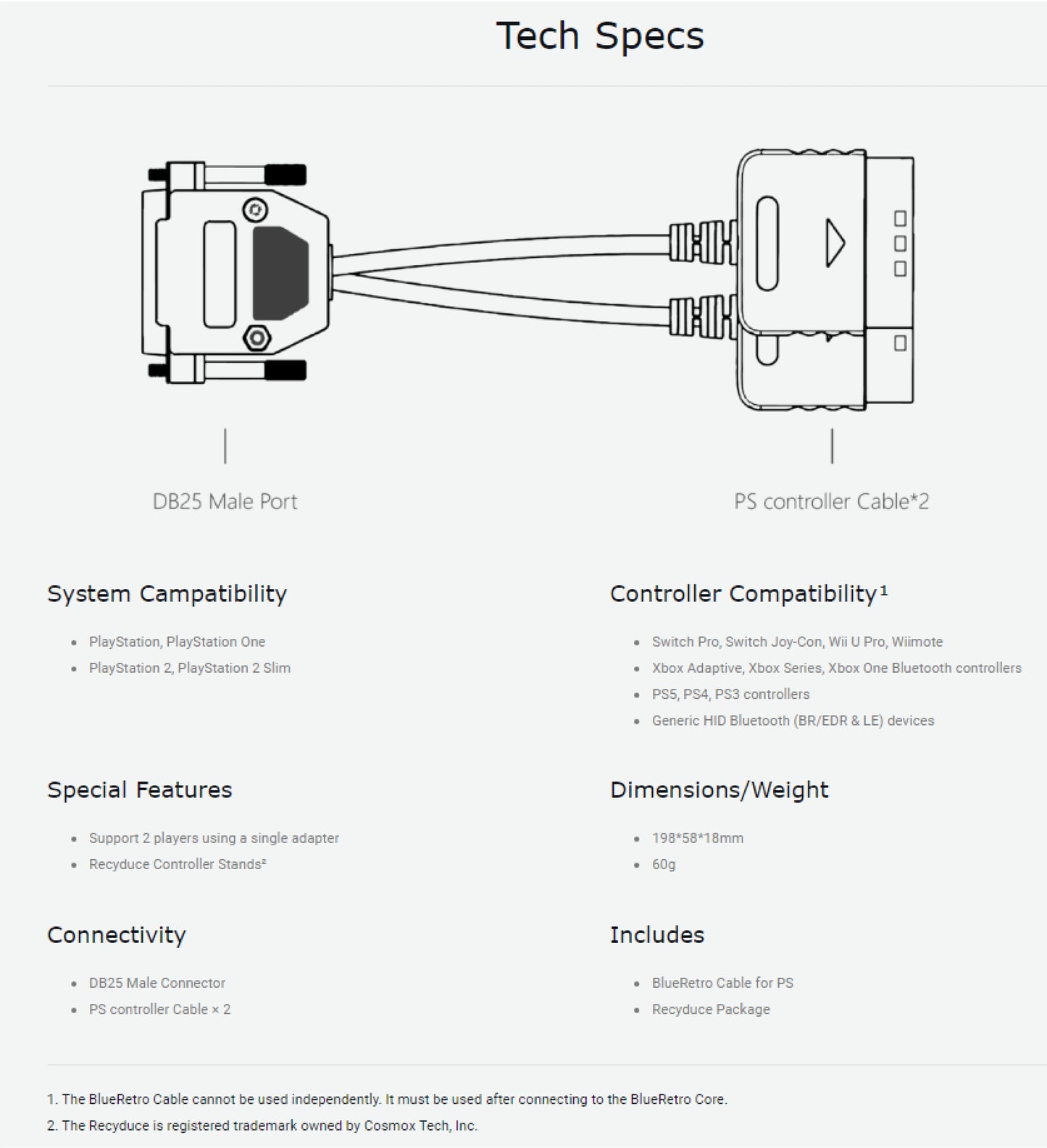 BlueRetro Ps1 2 Wireless Controller Converter Bluetooth Receiver Adapter For Playstation 2 Games Controller Converter For Retro