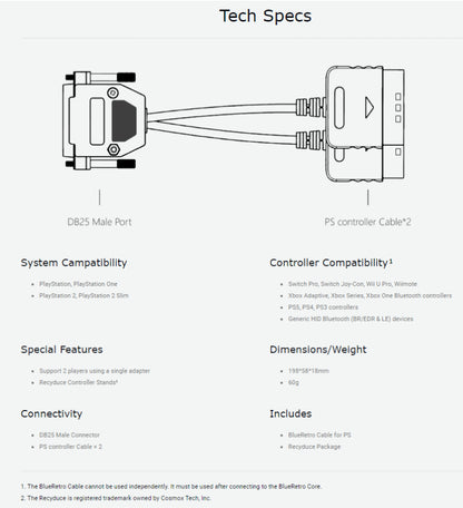 BlueRetro Ps1 2 Wireless Controller Converter Bluetooth Receiver Adapter For Playstation 2 Games Controller Converter For Retro