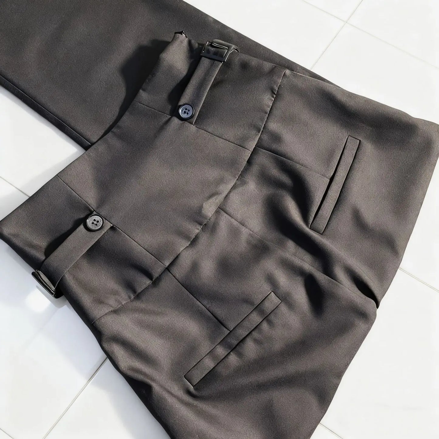 Spring Autumn Lolita Black Versatile High Waist Long Pants Y2K Vintage Trousers Court British Style Straight Pants for Women