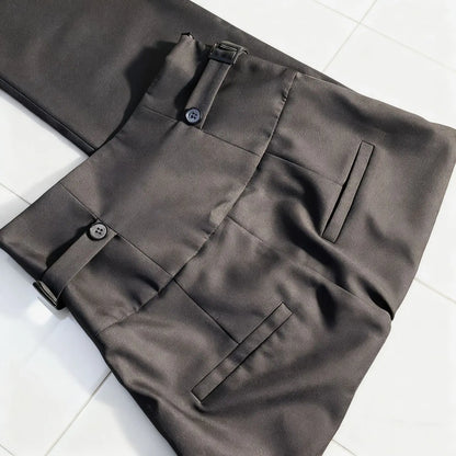 Spring Autumn Lolita Black Versatile High Waist Long Pants Y2K Vintage Trousers Court British Style Straight Pants for Women