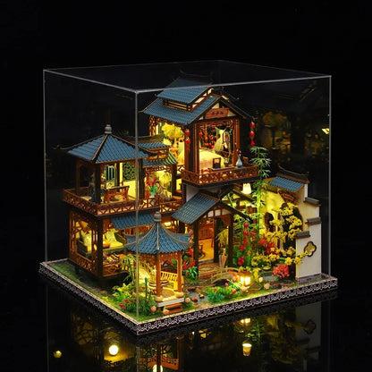 Diy Wooden Chinese Ancient Villa Miniature Building Kits Doll Houses With Furniture Casa Dollhouses For Friends Birthday Gifts