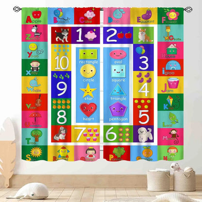 ABC Alphabet Classroom Curtains,Kids Cartoon Animal Educational Learning Cute Colorful Back to School Decorations Window Drapery