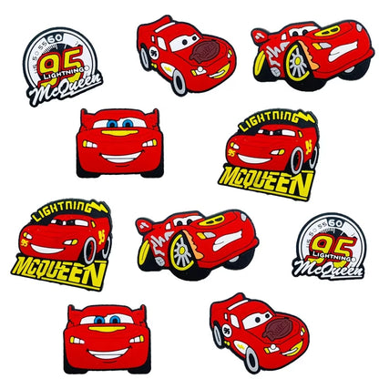 10PCS McQueen Series Shoe Charms For Clogs Cartoon Shoes Accessories Decoration For Sandal Boy Girl Party Gift Favors