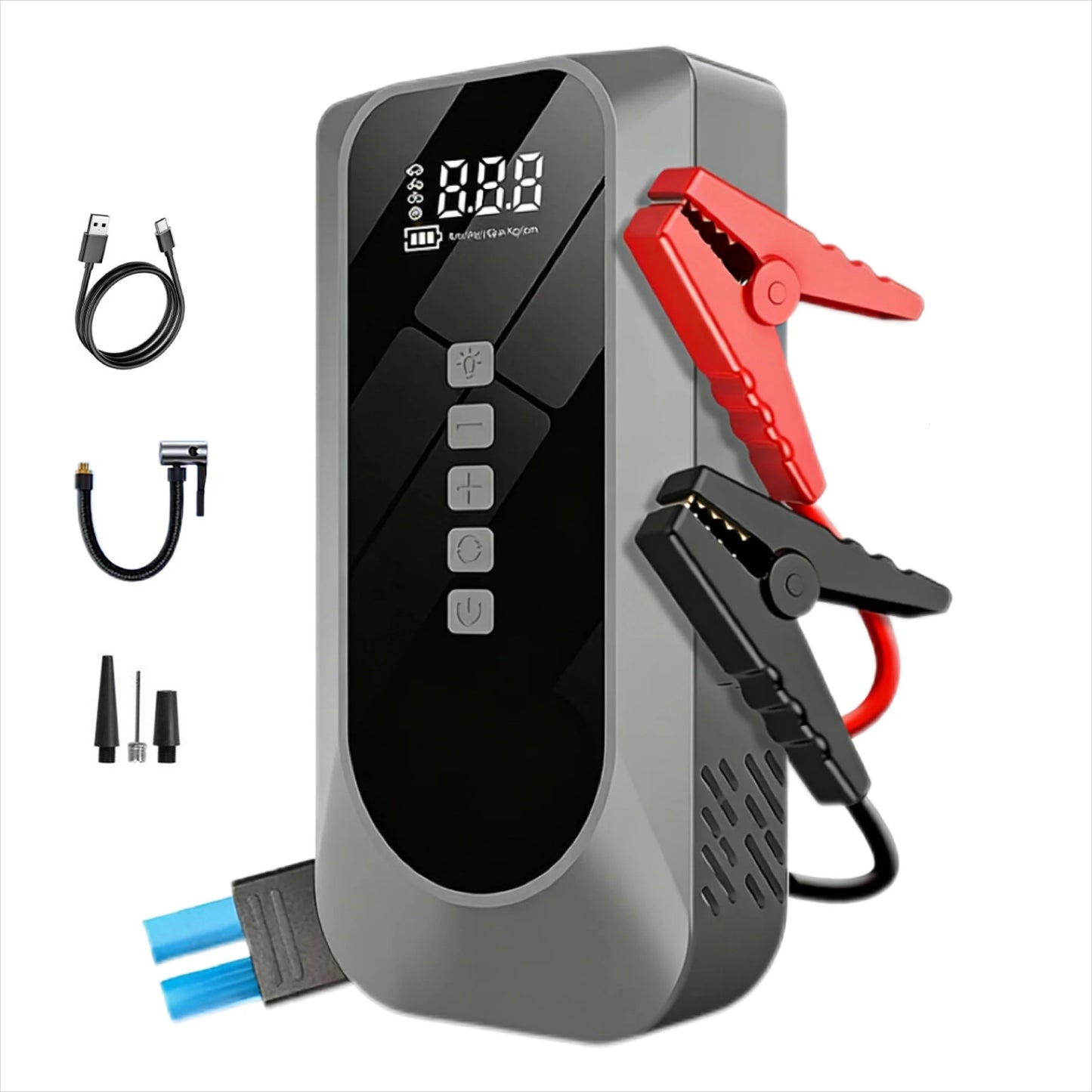 12V Portable Car Jump Starter Power Bank With Air Compressor for Emergency Vehicle Starting Battery Booster for Cars Motorcycles
