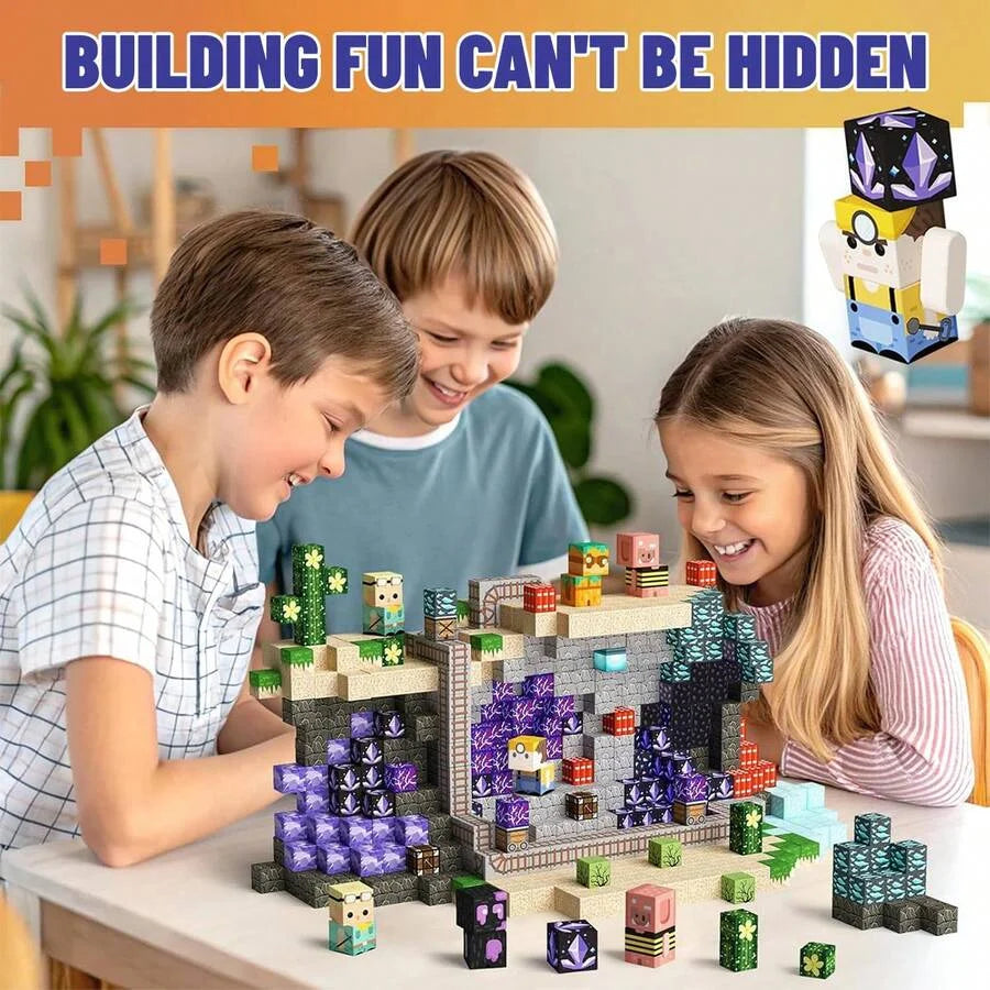 Magnetic Building Block Bricks Toy Mine Stacking World Creative DIY Model Build Set Educational STEM Kids Gifts for Boy Girls