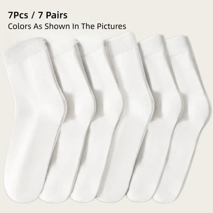 Men's Modal Cotton Spring/Summer Breathable Anti-Odor Sports Socks; Breathable Business Mid-Calf Socks 7PCS