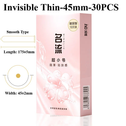30PCS Small Condoms For Adult Sex 45/49mm Ultrathin 001 Penis Sleeve Sex Toys Hyaluronic Acid Condom Super Tight Cock Sleeve 18+