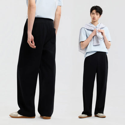 Metersbonwe Men's Loose Straight Leg Casual Pants 2026 Summer New Oversized Knit Trousers Mens Streetwear Relaxed Fit Bottoms