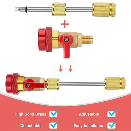 Adjustable A/C Valve Core Puller R134A High Low Pressure Wrench Remover Tool for Car Air Conditioner Repair Quick Removal