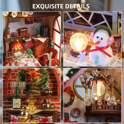 Christmas Doll House Assembly Model Warm Pavilion DIY 3D Cartoon Puzzle Handmade Creative Decoration Home Birthday Toys Gifts