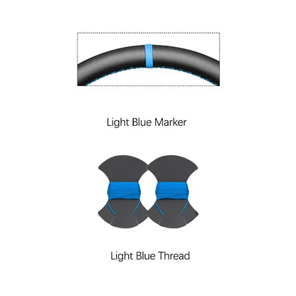 Black Faux Leather Car Steering Wheel Cover for Seat Ibiza (6J) 2008-2015 MII 2013-2020