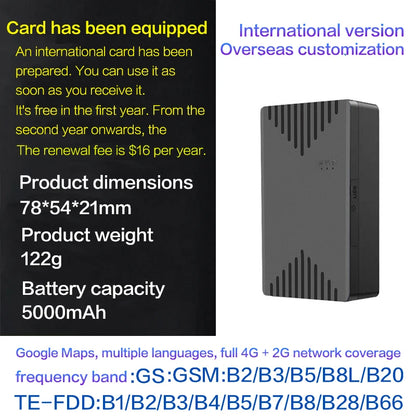 4g Wireless Vehicle Gps Tracking Device, No Installation Required, 20000Mah Battery, 100 Days of Operation, Free App