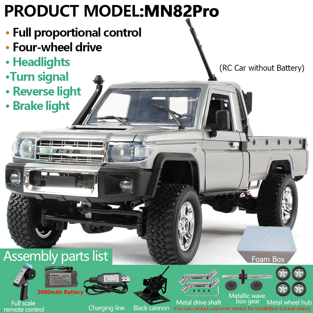 MN82PRO MN82 1/12 RC Car 4WD 2.4G Remote Control Car Simulation Classic All-terrain Off-road LED Light RC Truck Toys As Kid Gift