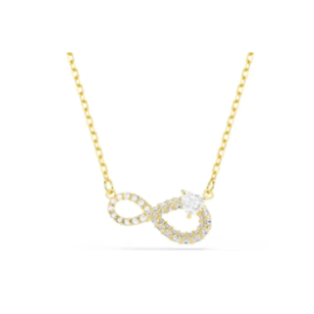New shoe style inlaid mixed crystal interlocking rose gold pearl romantic heart-shaped necklace