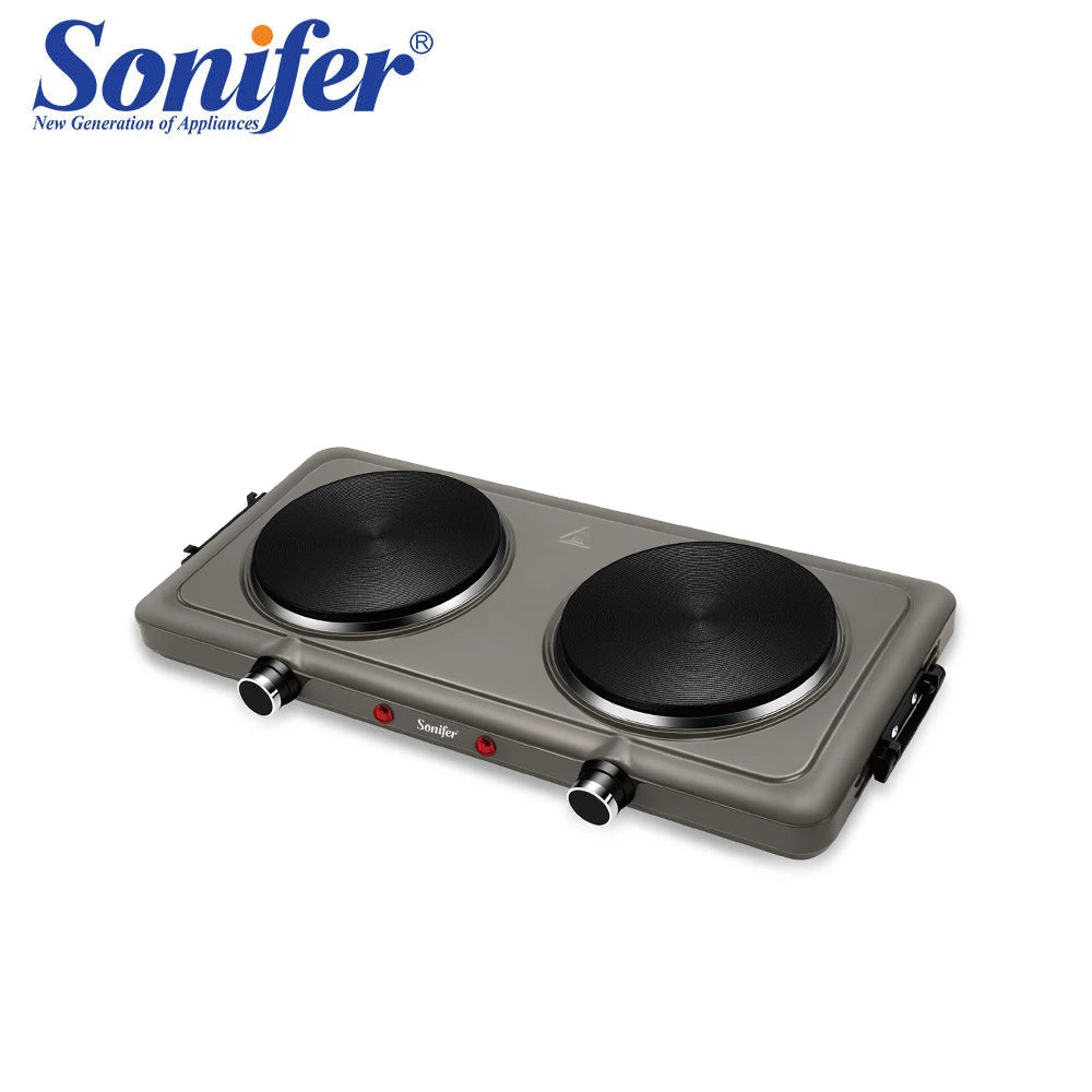 Sonifer 2000W Double Burner Electric Hot Plate SF-3052, Cast Iron, Variable Temp Control, Portable Countertop Stove