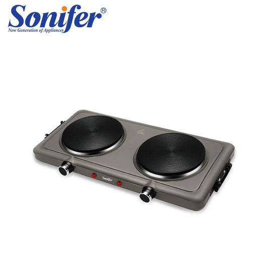 Sonifer 2000W Double Burner Electric Hot Plate SF-3052, Cast Iron, Variable Temp Control, Portable Countertop Stove