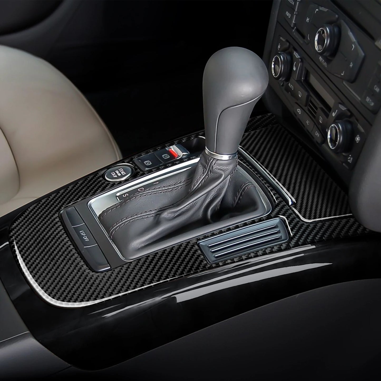 Car Center Console Gear Shift Panel Set, For Audi A4 S4 RS4 A5 S5 RS5 (2007-2016) Carbon Fiber Interior Sticker Trim Accessories