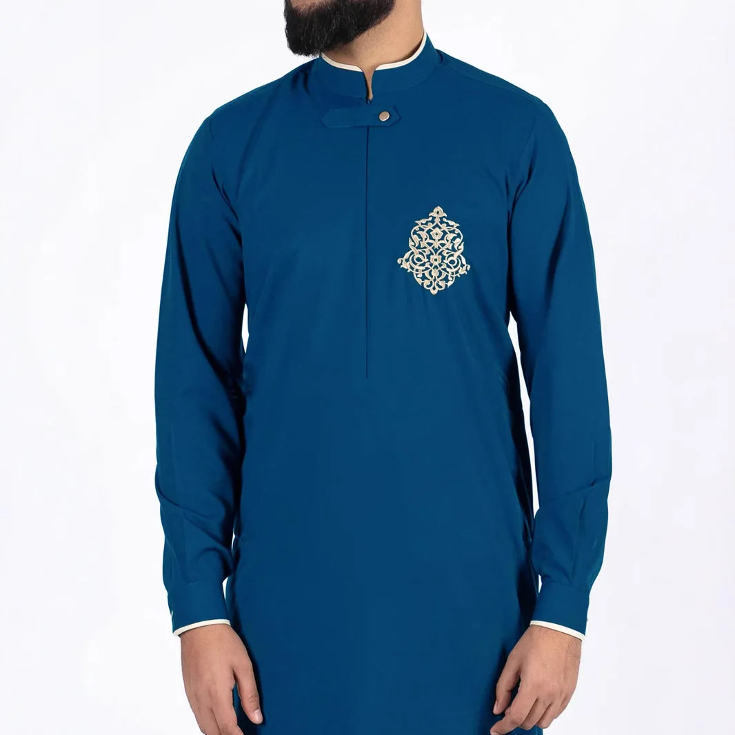 2026 New Men's Clothing: Embroidered Men's Robe With Pockets Muslim Long Dress Robe Abaya Ramadan Dubai Luxury Islam Elegant