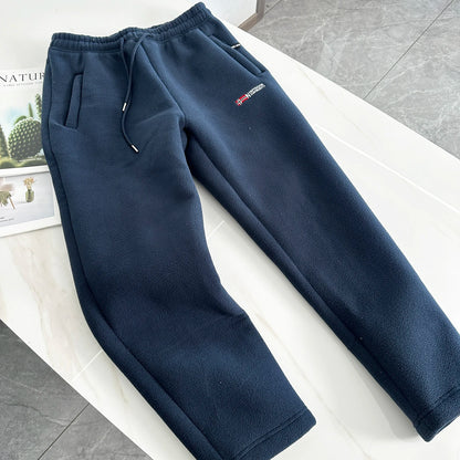 Thickened Fleece Lined Straight Leg Casual Pants for Men Winter Leisure Trousers Trendy Couple Pants Chinese Brand