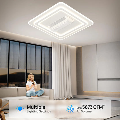 Modern Bladeless Ceiling Fan Light 6 Speed Dimmable LED Invisible Fan Lamp Living Room Bedroom Kids Room Chandelier Home Decor