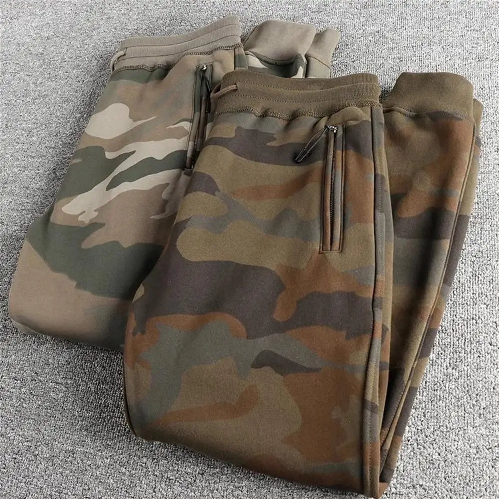 Thickened Wear-Resistant Men's Casual Camouflage Pants Autumn Winter Warm Sports Trousers Loose Fit Long Pants Trendy