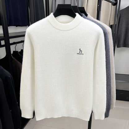 2025 Light Luxury Autumn and Winter Fashion Embroidered Round Neck Knitted Sweater Pattern Sweater Casual Warm Men