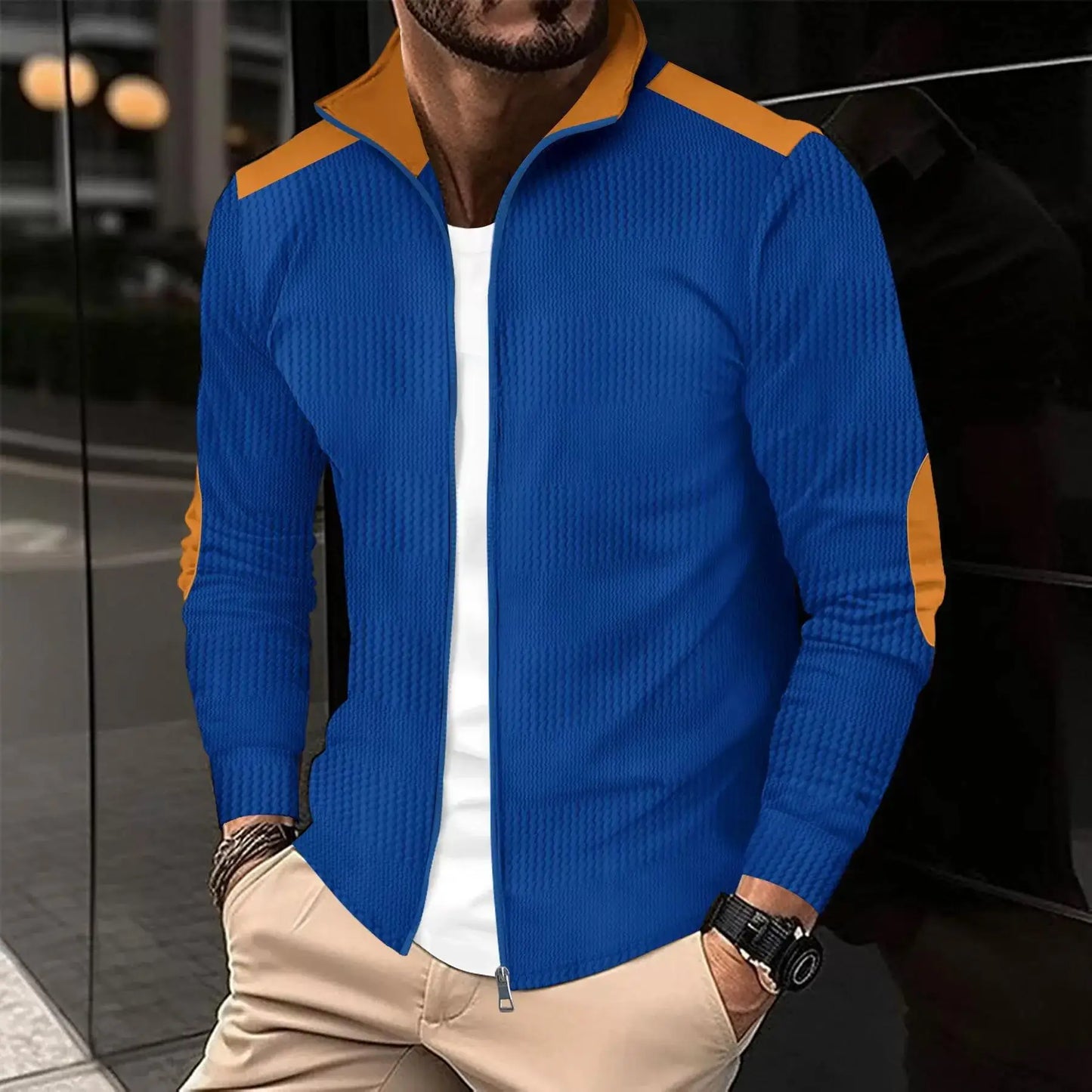 Autumn And Winter Europe And The United States Men's Long-Sleeved Jacket New Casual Stand Collar Piece Cotton Jacket Zippershirt