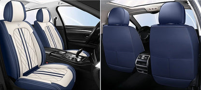 Universal fitting waterproof breathable soft Napa leather car seat cover set for cushion protection. Suitable for sedan and SUV