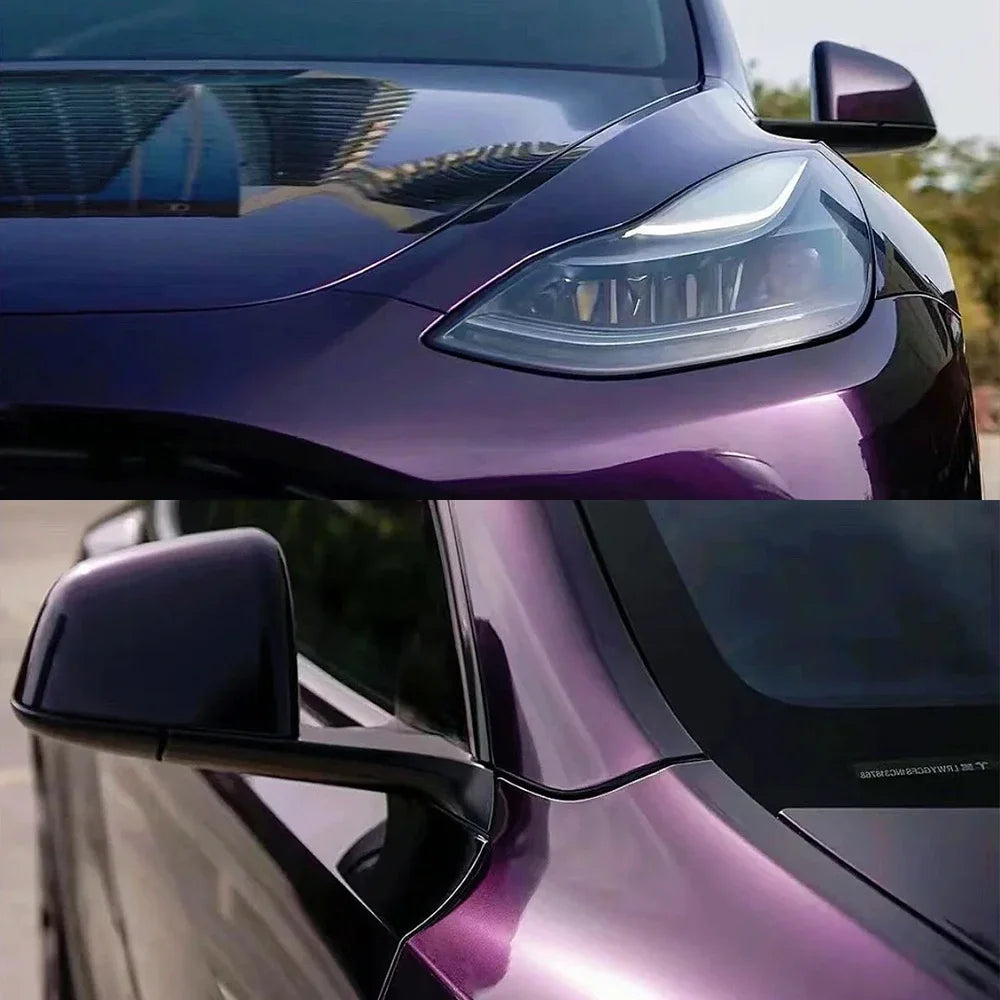 Metallic Midnight Purple Car Sticker Color Change Vinyl Film PET Bubble Free Wrapping Car Accessories Auto Self Adhesive Decals