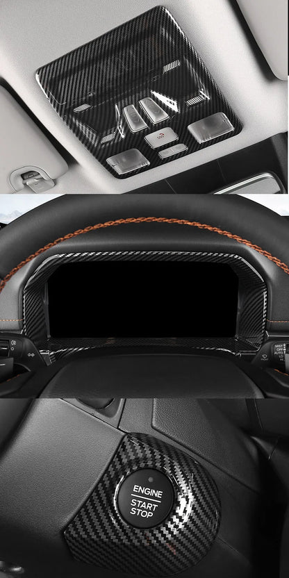 For Ford Ranger P703 T9 XL XLT Wildtrak Raptor 2023-2025 Carbon Fiber Texture Gear Shift Panel Cover Interior Trim Full Set