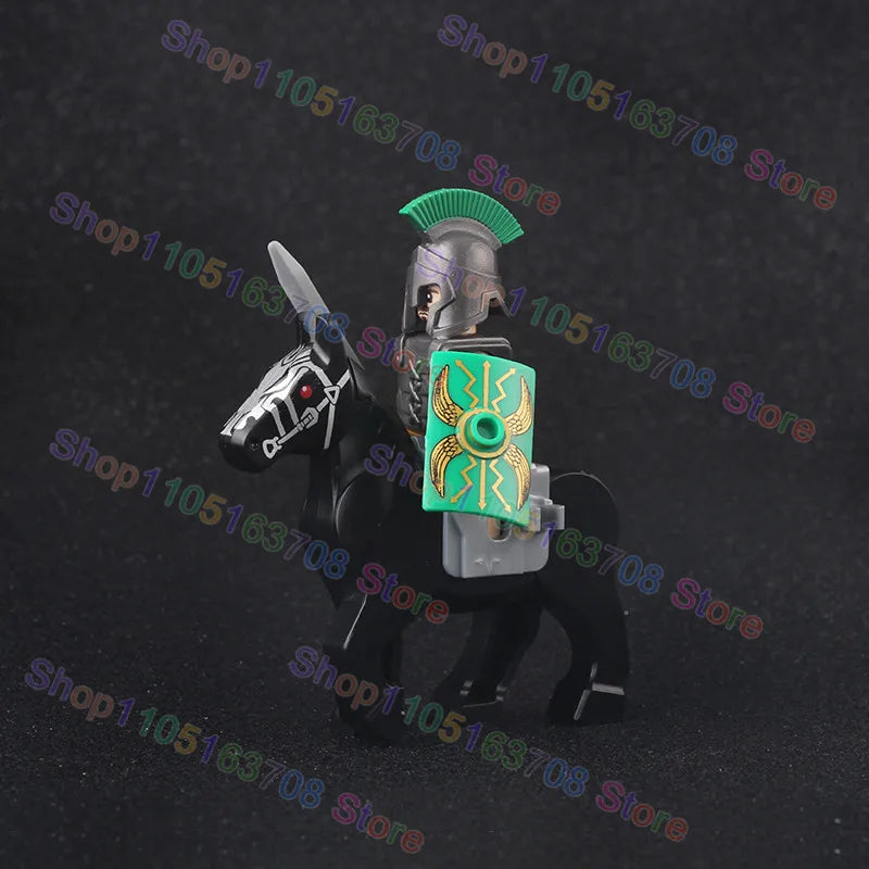 MOC Medieval Military Crusader Knight Building Blocks Castle Army Soldier Figure Horse Mount Shield Sword Accessories Bricks Toy