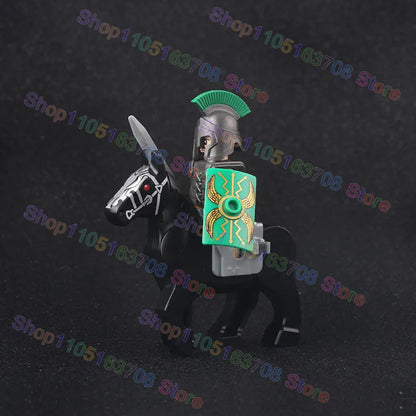 MOC Medieval Military Crusader Knight Building Blocks Castle Army Soldier Figure Horse Mount Shield Sword Accessories Bricks Toy
