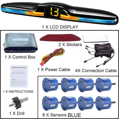 6 Or 8 Sensor Parking Kit LED Display Safe Protection Clear Alert Vehicle Reversing Assistance System