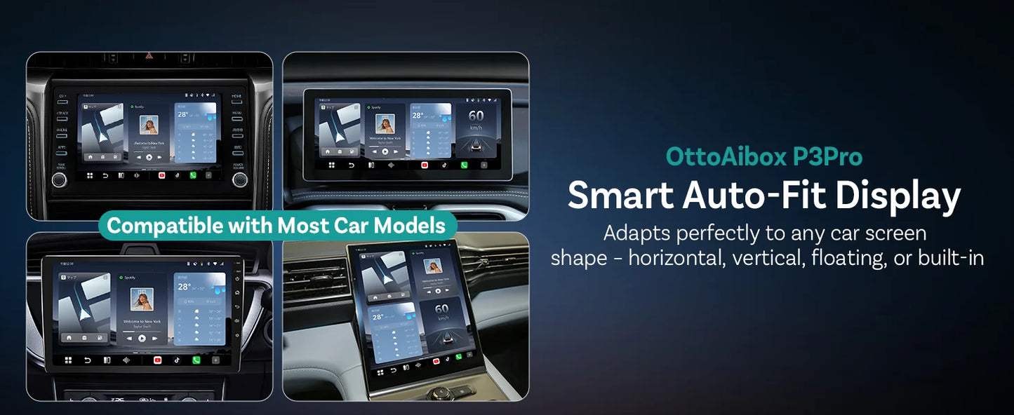 OTTOCAST P3 Pro Android Car Box Smart Car System for Car with AI Voice Assistant Cloud SIM 4G Dual Screen Fast Wireless Connecti