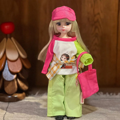 30cm 1/6 Fashion Girls Dress Up Doll Movable 20 Joints Cute Sweet Face Festival Gift with Clothes Shoes BJD Princess Doll Toy