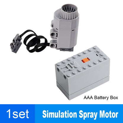 New MOC Simulated Spray Motor Smoke Electric Exhaust Parts Building Blocks Car PF Model Technical Parts Power Functions Motor
