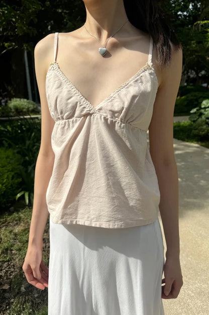 Brandy Melville Pure Cotton Three-Button Base Layer Vest Sweet Style V-Neck Sleeveless Tank Top for Women Spring Summer