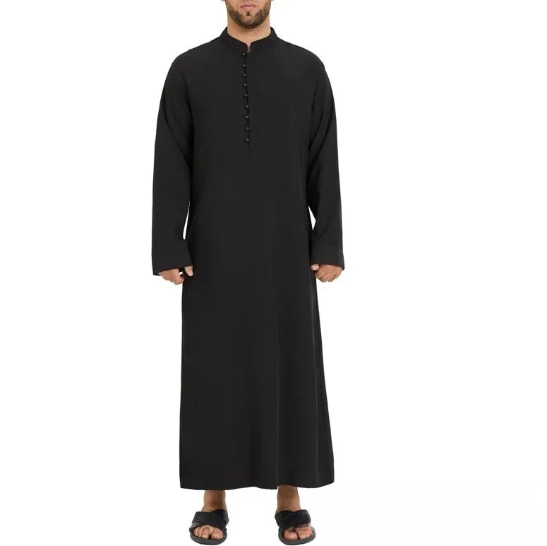 Loose Fit Stand Collar African Style Long Robe for Men New Arrival Ethnic Men's Clothing Comfortable Casual Gown