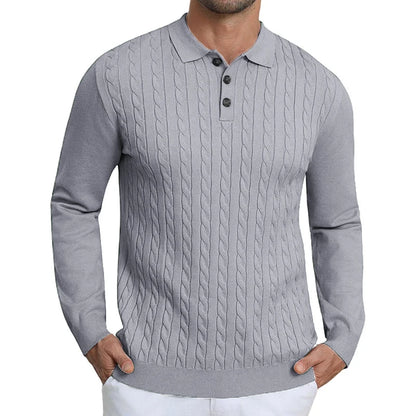 Animal Game Luxury Men's Cable Knit Pullover Sweater Long Sleeve Twist Patterned Warm Casual Polo Sweaters Men's Cold Blouse