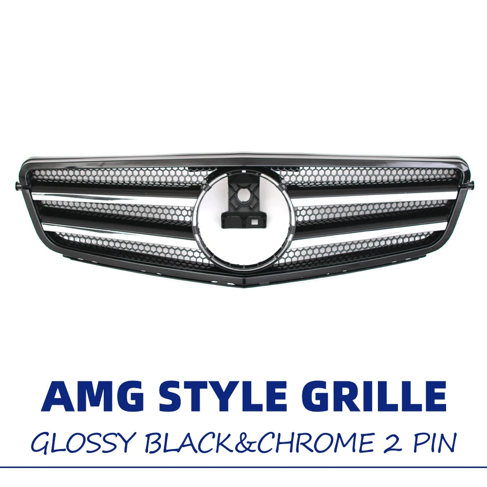 XVIP Glossy Black A - Style Racing Grille Chrome Bumper Grill For Mercedes Benz C-Class W204 08-14 C200 C230 C250 C280 C300 C350