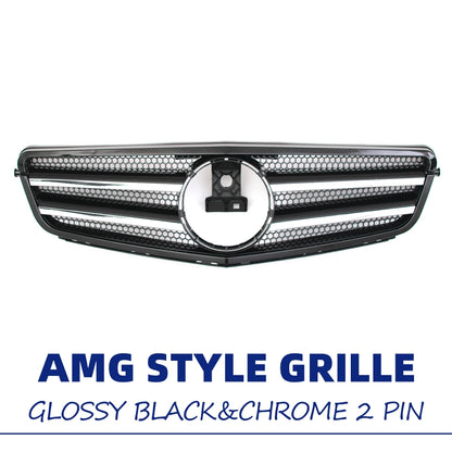 XVIP Glossy Black A - Style Racing Grille Chrome Bumper Grill For Mercedes Benz C-Class W204 08-14 C200 C230 C250 C280 C300 C350