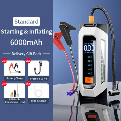 5000A Car Emergency Jump Starter With Portable Tire Inflator And Ignition Function 12v Booster Car battery Air Pump Electric