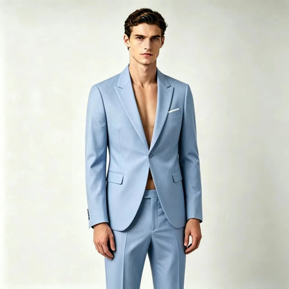 Men's Suit Lightweight Wedding Eegant 2 Piece Set Solid Color Formal Business Blazer Pants Classic Tuxedo for Party Groomsmen