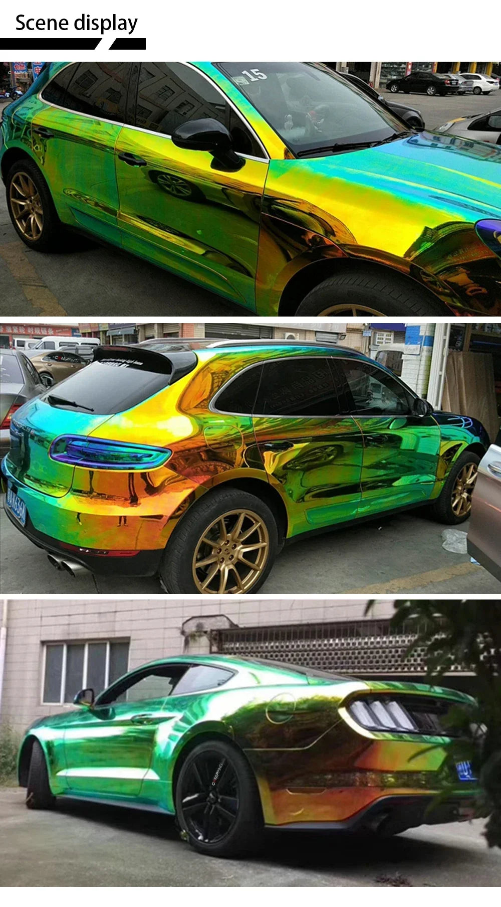 Car Stickers Vinyl Wrap PVC Self-Adhesive Stickers Laser Plated Rainbow Film Waterproof Scratch Resistant Auto Accessories