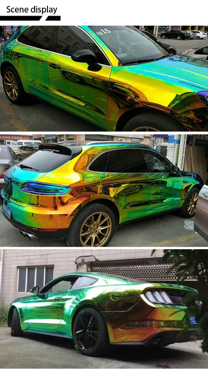 Car Stickers Vinyl Wrap PVC Self-Adhesive Stickers Laser Plated Rainbow Film Waterproof Scratch Resistant Auto Accessories