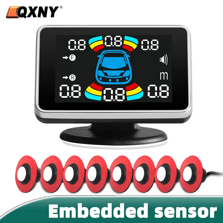 Plane Car Reverse Parking 16.5MM 8 Sensors Backup Radar Parktronic for Bumper Adjustable Depth Digital Display Obstacle Distance