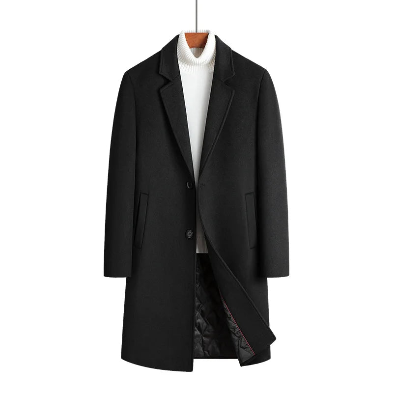 Long Jacket Men Clothing Men's Autumn Trench Coat Warm Woolen Overcoat Male Winter Men's Wear Woollen Coat Male Warm Mens New