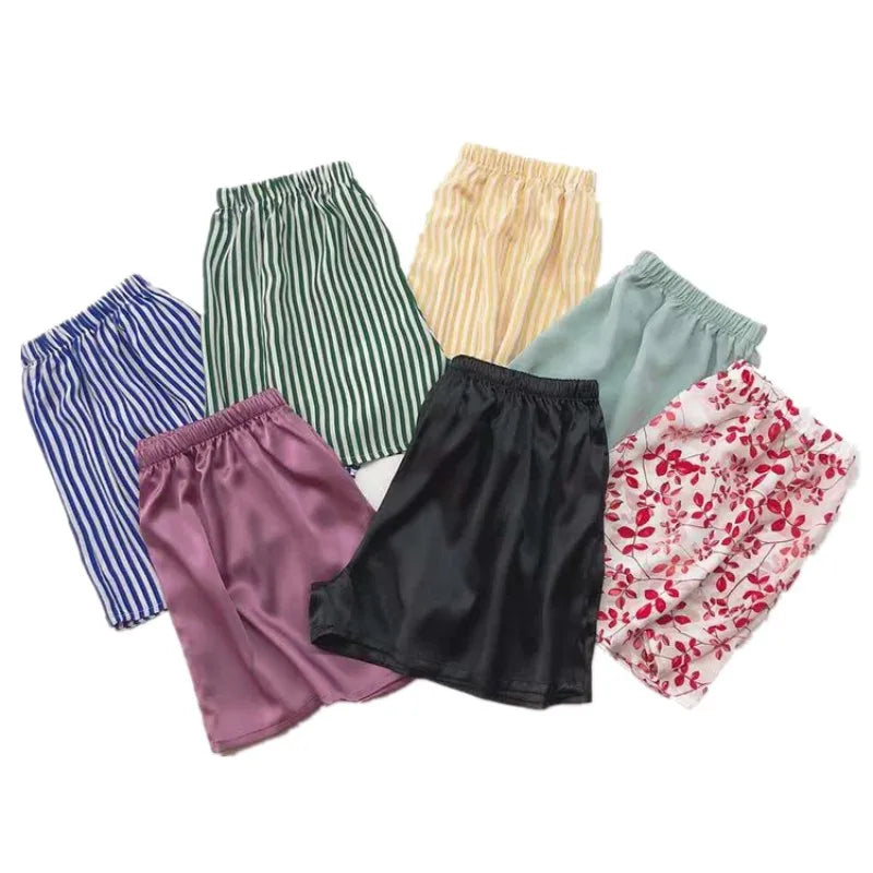100% Mulberry Silk Men Boxer Underwear Couple Rubber Band Thin Short Home Pants Promotion Woman Can Wear