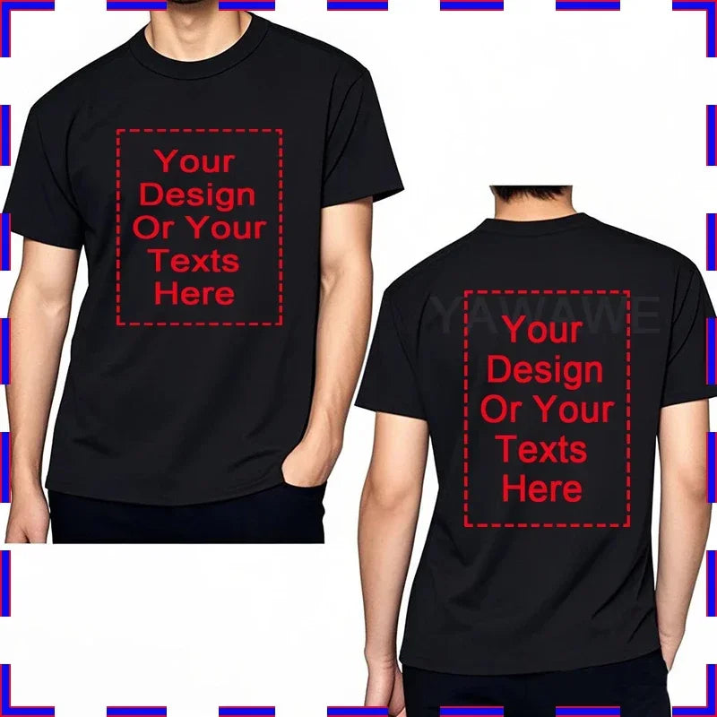 Customized Tee Shirt For Men Design Your Logo Here Cotton Unisex Tshirt  Cotton Summer Top Fashion Unisex Tshirt