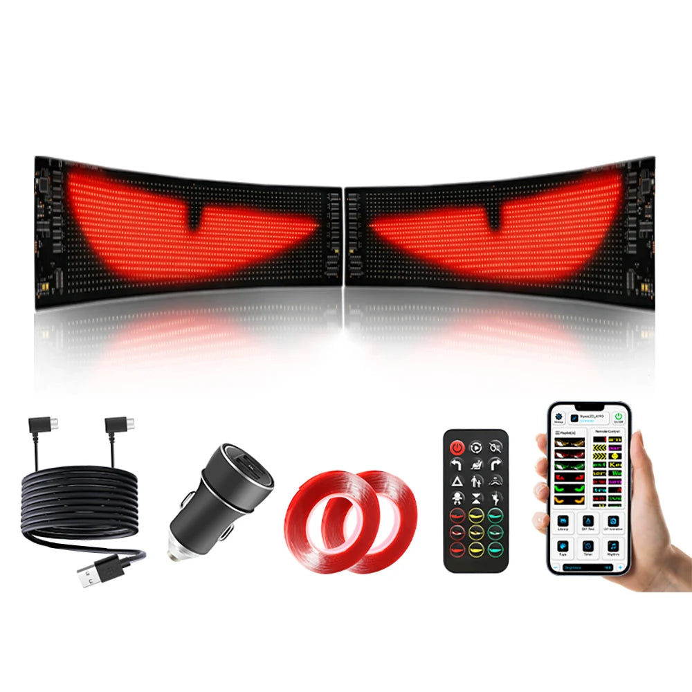 Multi-Panel Sync led Eyes Display 96x16 LED Sign (23.4"x4.73") | USB 5V Programmable Scrolling Text/Animation | APP + Remote